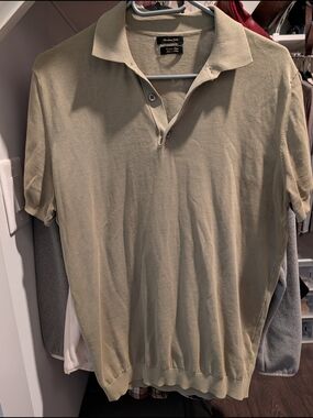 Massimo Dutti Men's Polo in Light Olive Green